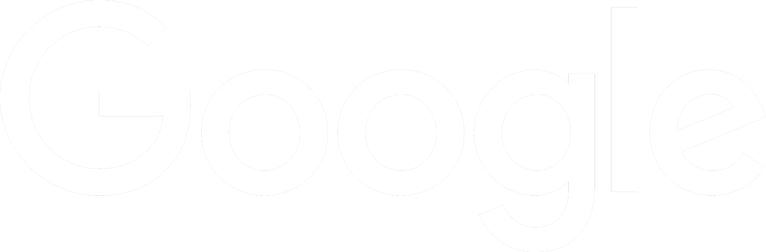 Google logo in black and white with the word 'Google' in a stylized font.