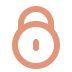 A stylized icon of a padlock in pink color.