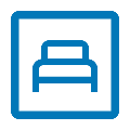 Icon of a bed inside a square frame