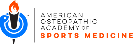 Logo of AmSurg Sports Medicine featuring a torch with flames and a blue power button symbol