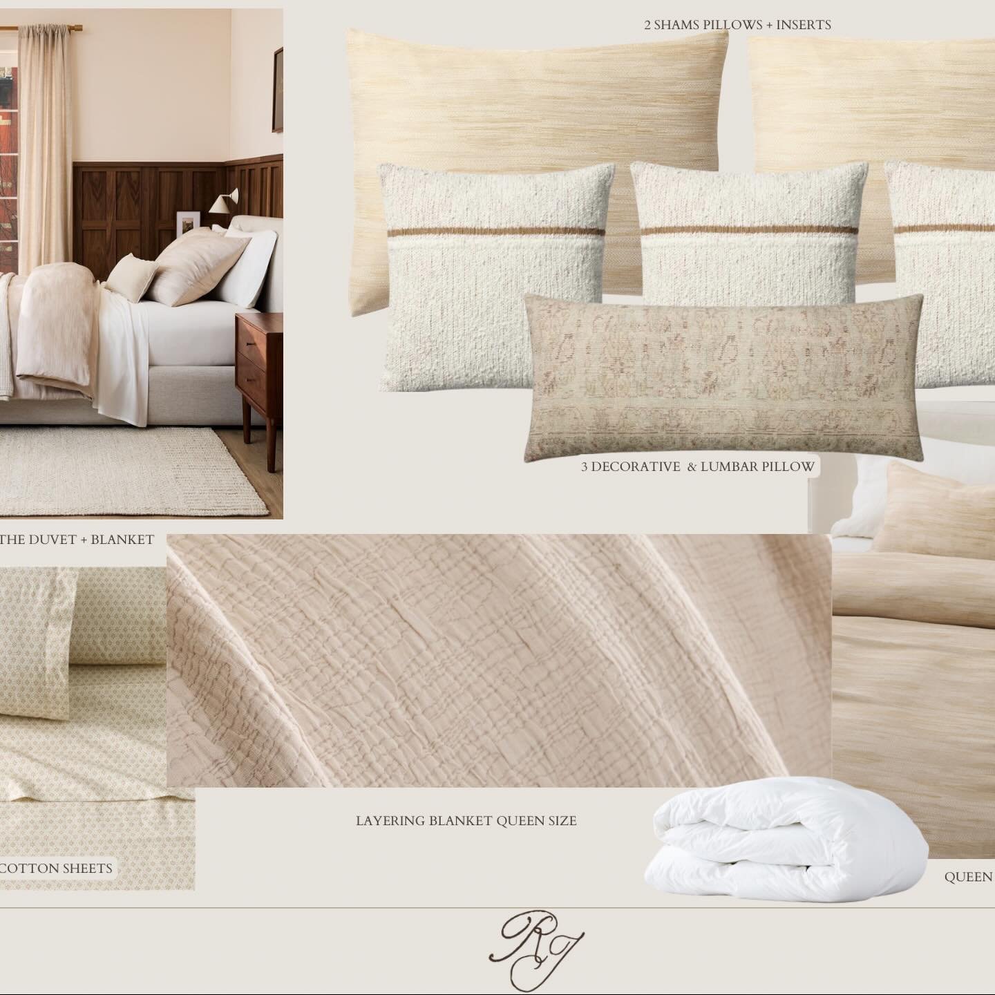 Guest room details ✨

Pulling together bedding options for this guest space and narrowing down the final look&hellip;

Option A: sandstone + warm neutrals 🤍
Option B: sage green + earthy tones 🌿
Which one would you choose A or B?