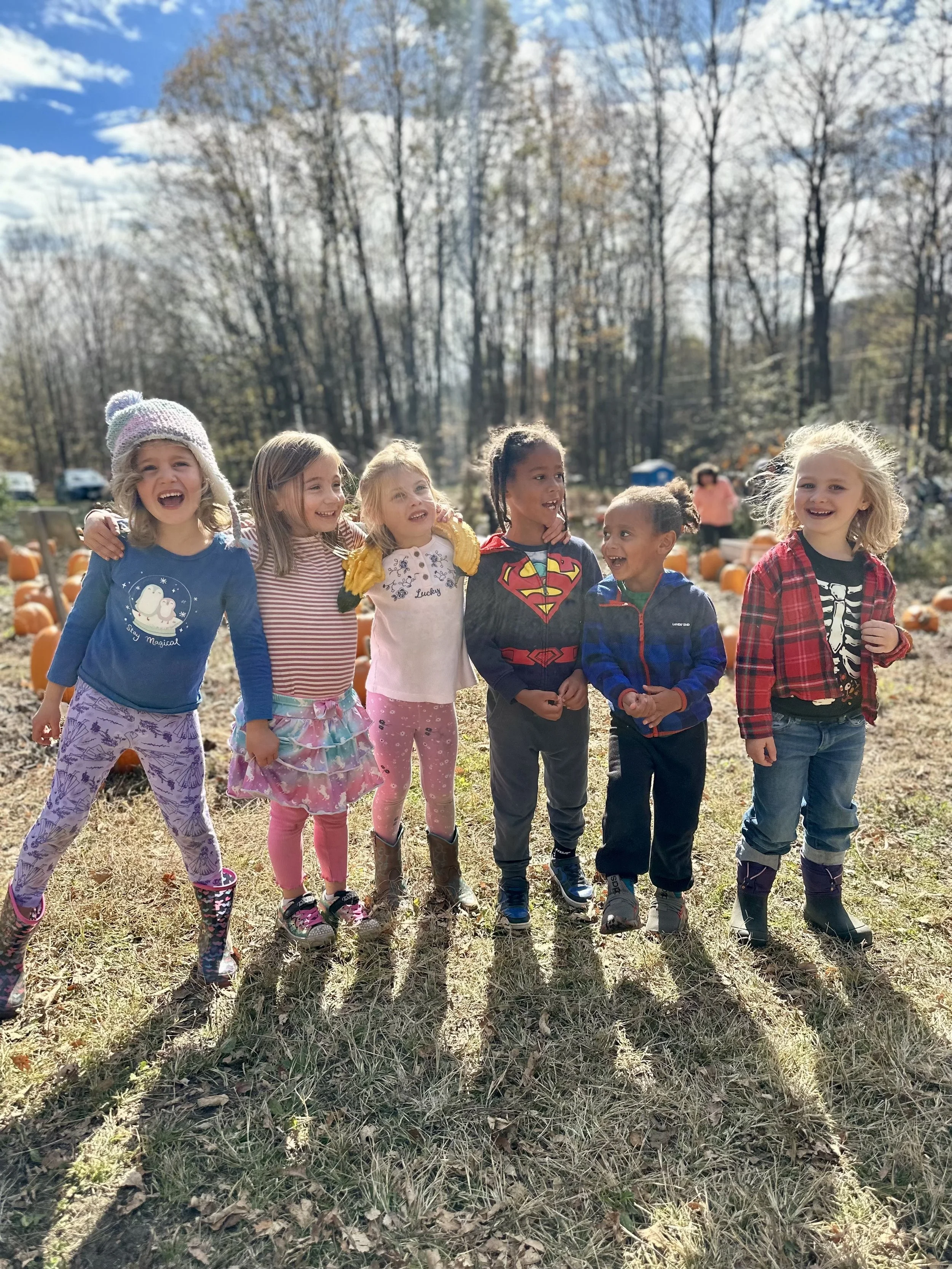 The next generation in a pumpkin patch in Windsor County, Vermont