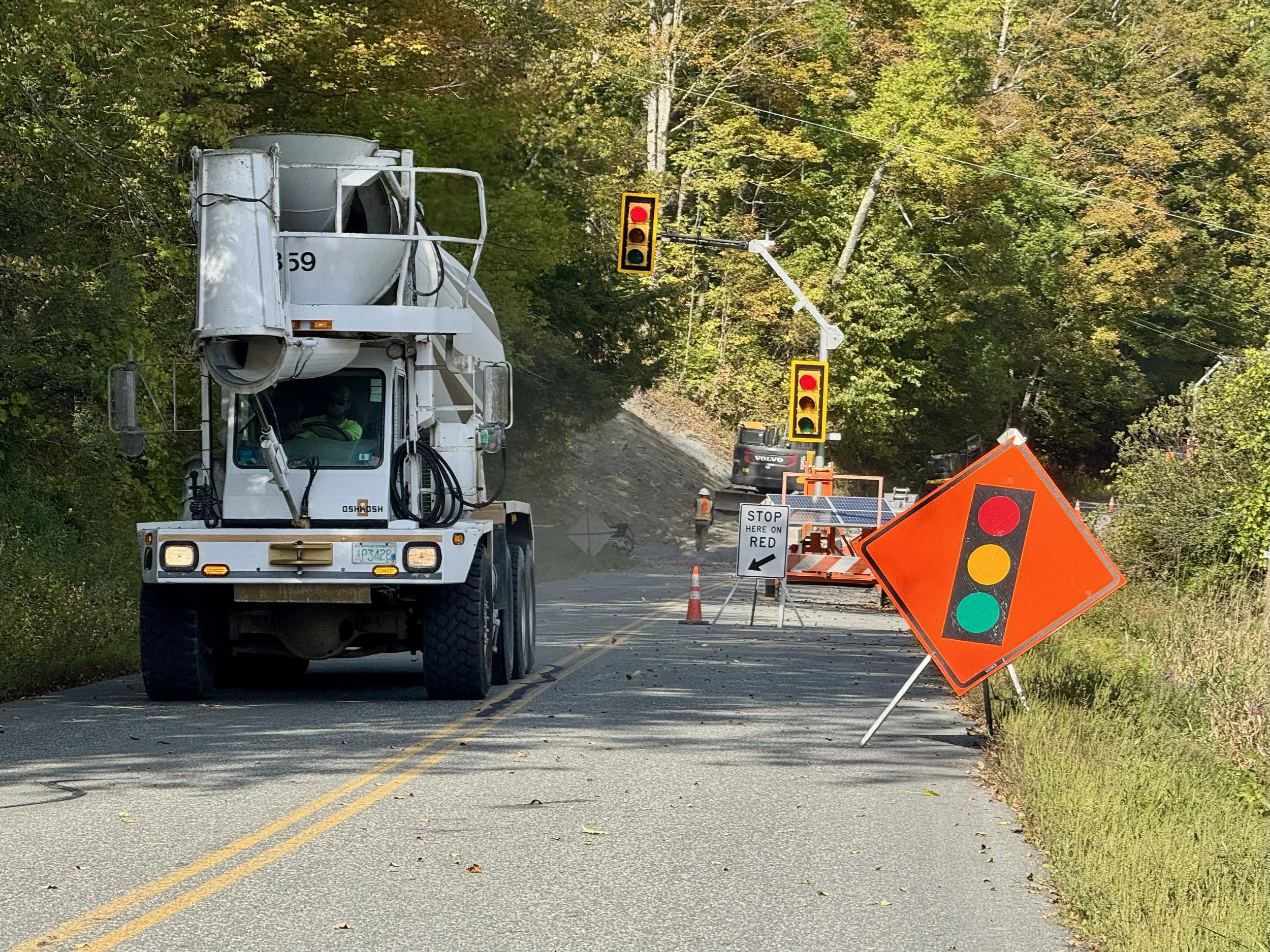 Road construction in Windsor County, Vermont