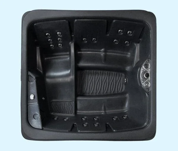 Empty hot tub with seat and water jets