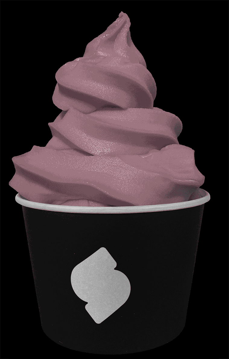 Animated cup of Strawberry flavored soft serve sorbetto / soft serve ice cream