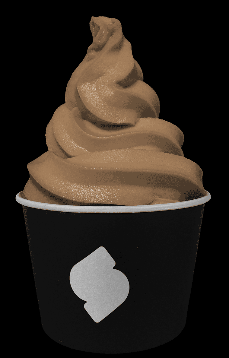 Animated cup of Hazelnut flavored soft serve sorbetto / soft serve ice cream