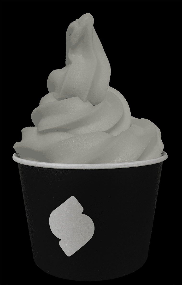 Animated cup of Vanilla flavored soft serve sorbetto / soft serve ice cream