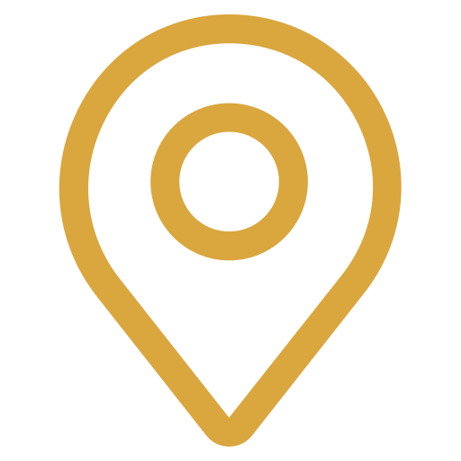 Gold location pin icon on black background