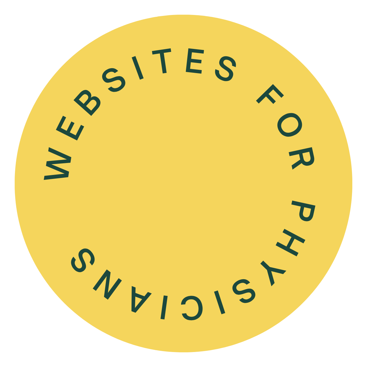 Yellow circular badge with the words 'Website for Psychicians' arranged in a circle around the edge.