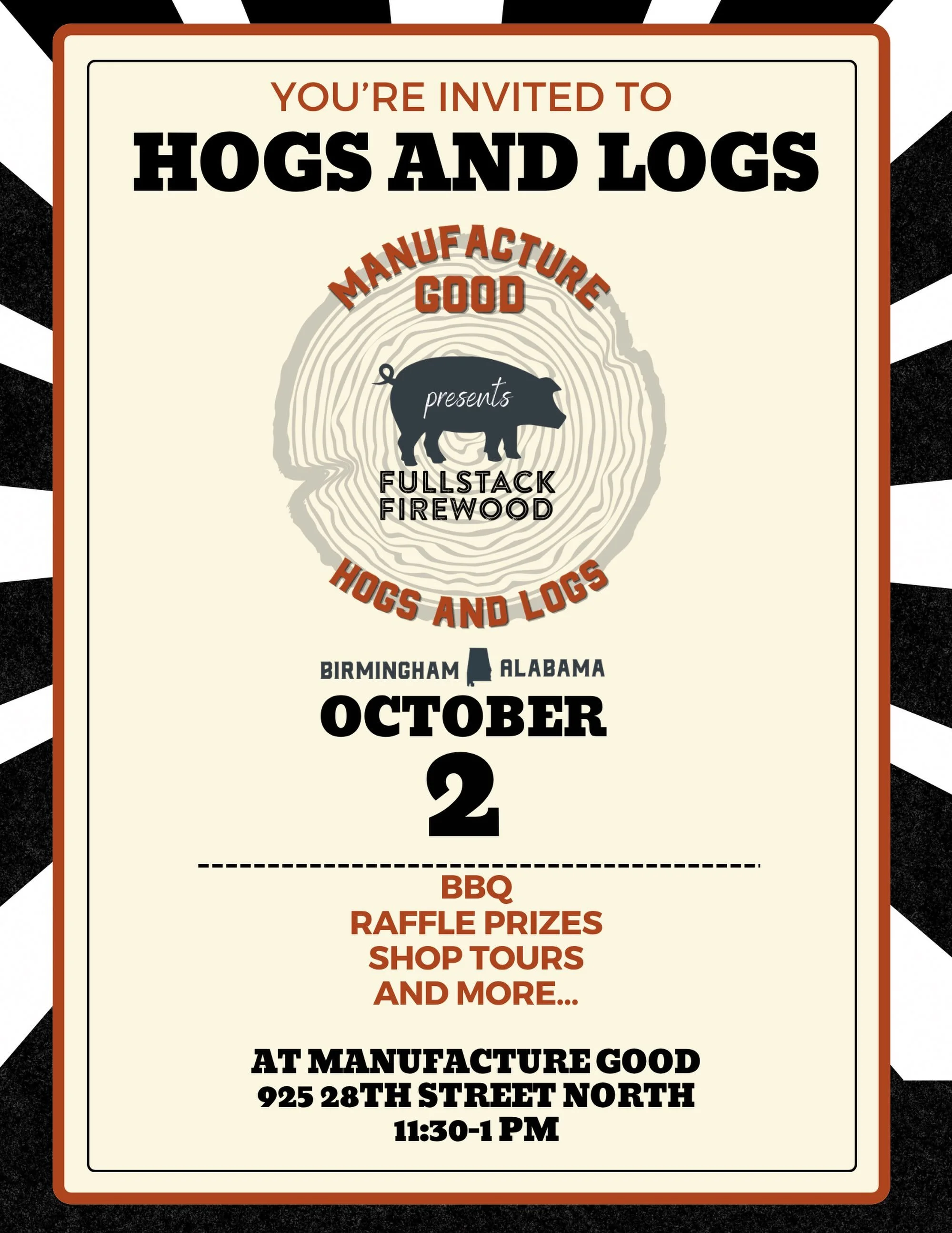 Join us on October 2nd for our annual lunch fundraiser- Hogs and Logs!

We&rsquo;re kicking off firewood season and welcoming those cooler nights while raising funds for our apprenticeship program. We&rsquo;ll have barbecue lunch, music, raffle prize
