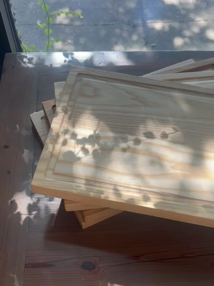 How it&rsquo;s going ➡️ how it started 

Our staff and apprentices are working hard to get cutting boards and coasters ready for the end of year giving season! Need a personalized gift with character? We can engrave any of our handmade smalls product