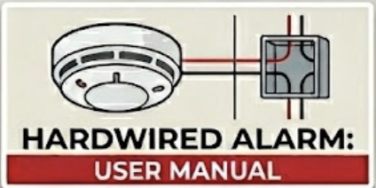 Cover of a user manual for a hardwired fire alarm system with wiring diagram