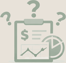 Whiteboard with graphs and question marks illustrating confusion about financial numbers, emphasizing the need for a professional bookkeeper near Mooresville, Statesville, or Troutman, NC.