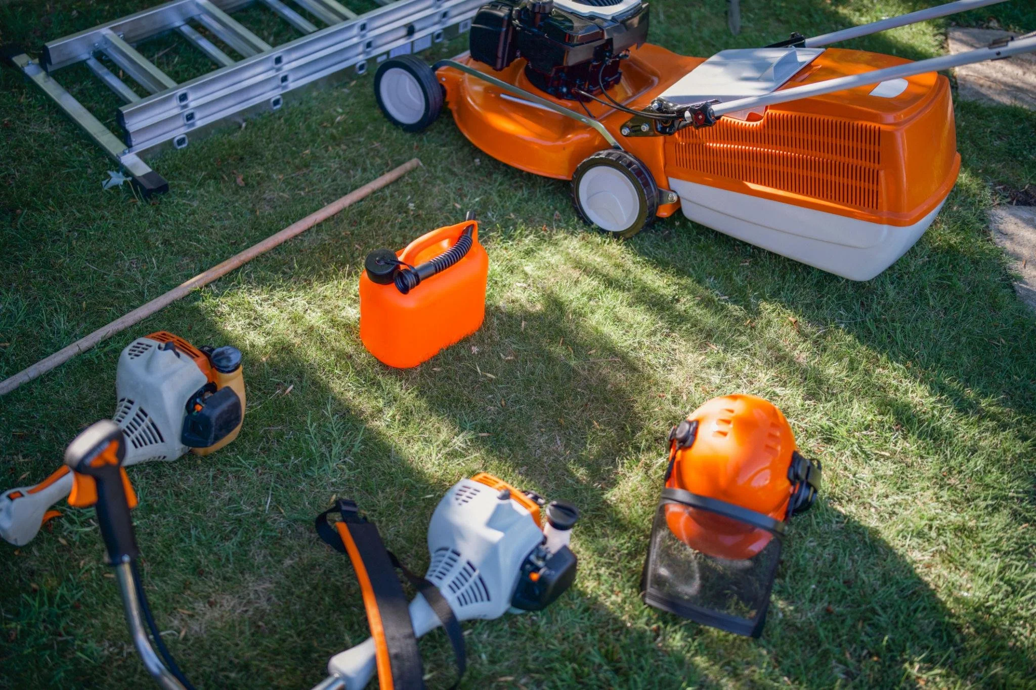 Organized landscaping job site with equipment materials and tools prepared for work in Mooresville, NC