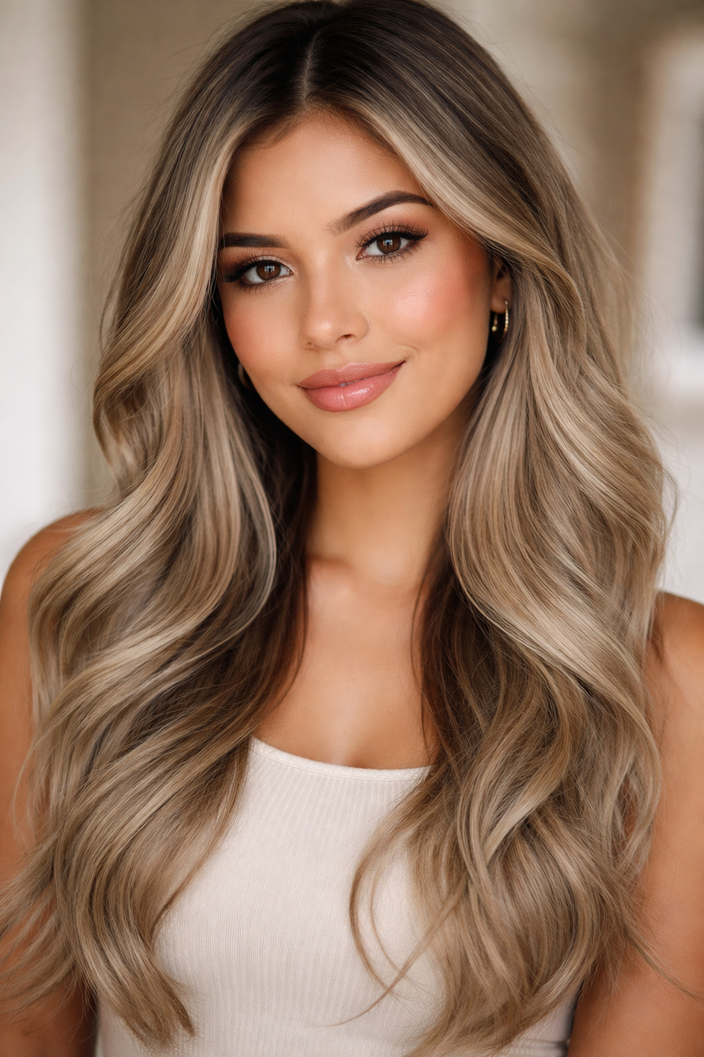A young woman with long, wavy blonde hair and light makeup smiling at the camera.