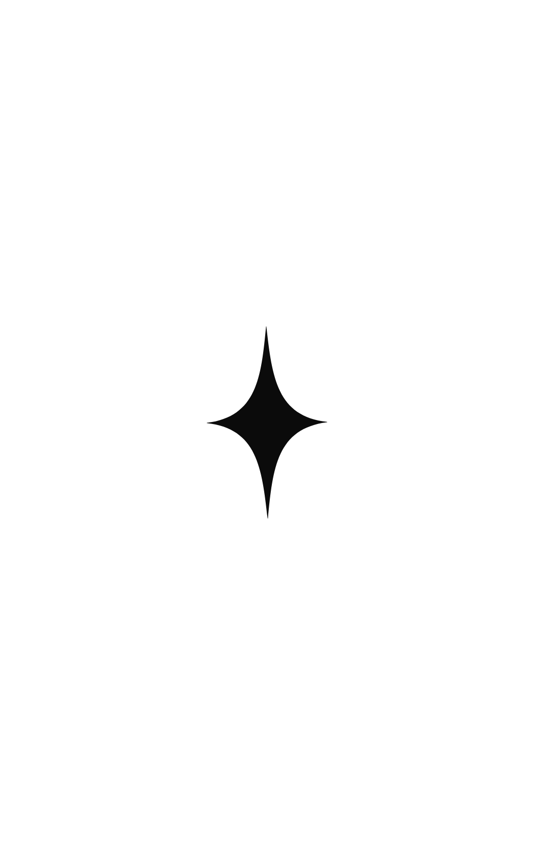 Outline of a black star shape with four points on a transparent background.