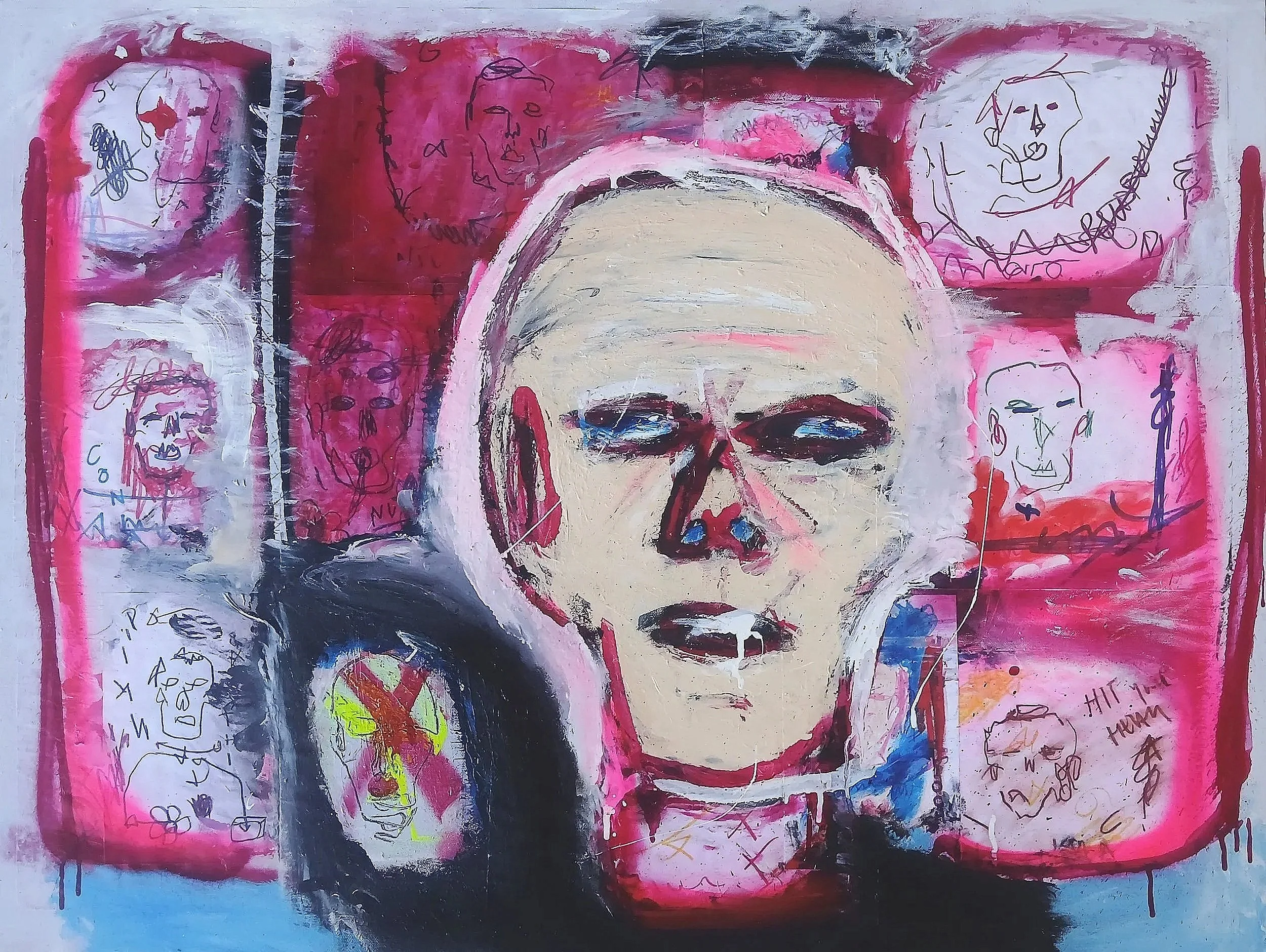 "Many Voices" - Mixed Media on Canvas - 93 cm H x 215 cm W 