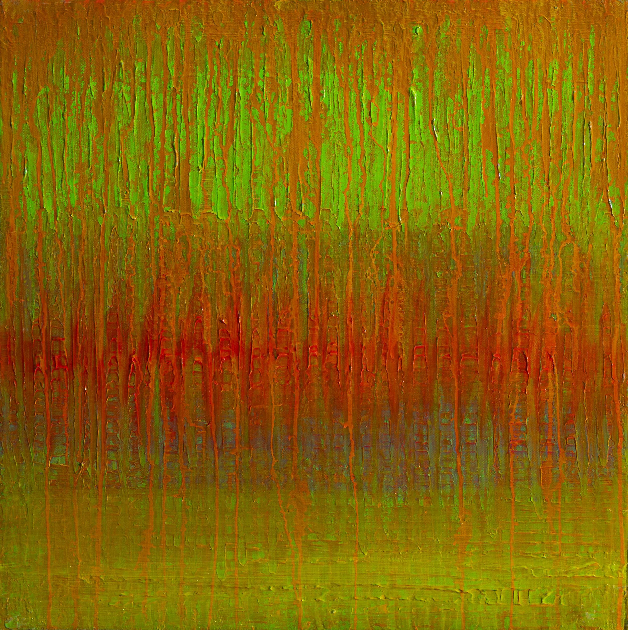My Giverny (reflections on water through foliage)- Mixed on Canvas - 50 cm H x 50 cm W