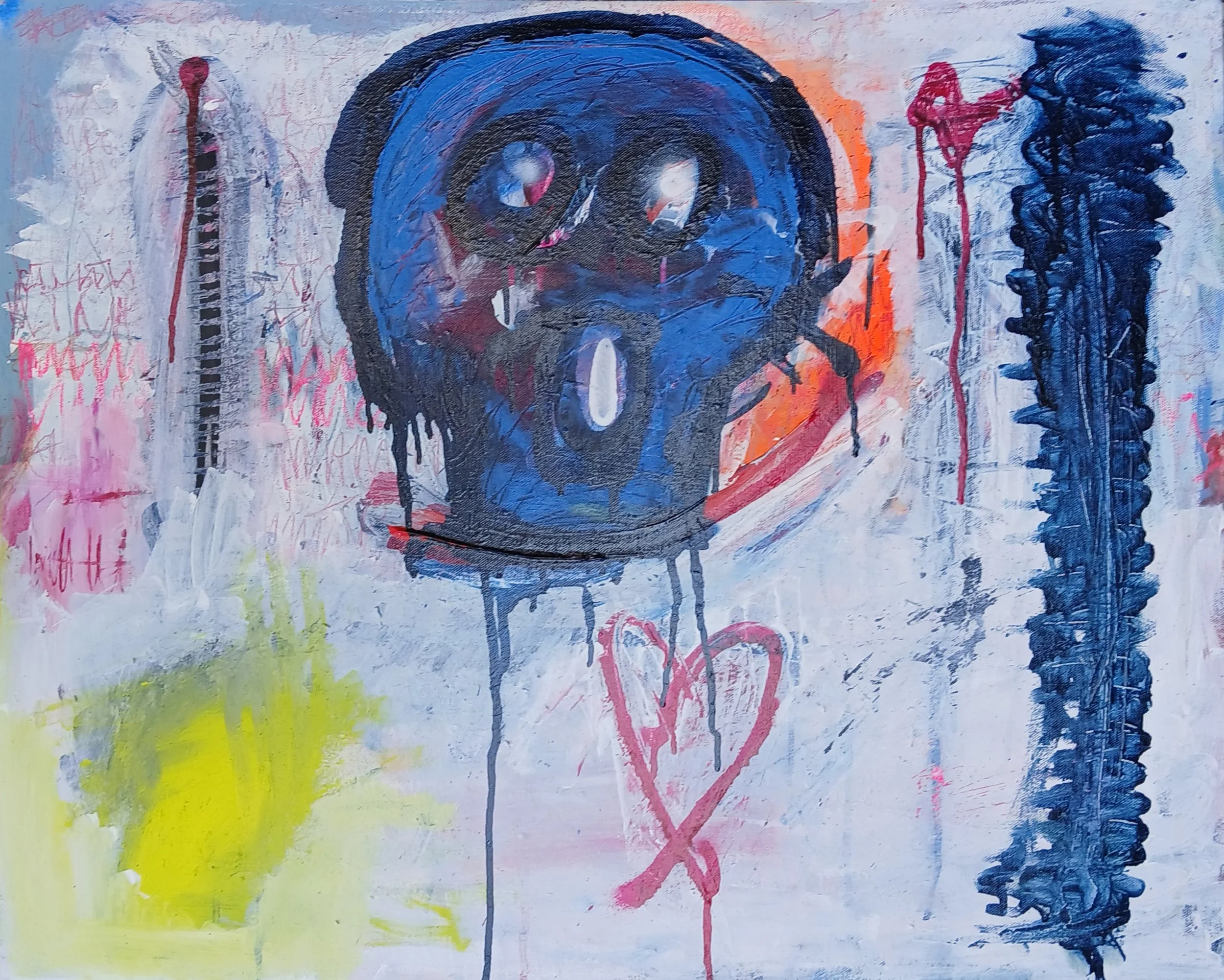 Shock - 61.5 cm H x 76.5 cm W - Acylic, Spray Paint, Oil Pastels, Marker, Ink and Pencil  on Canvas