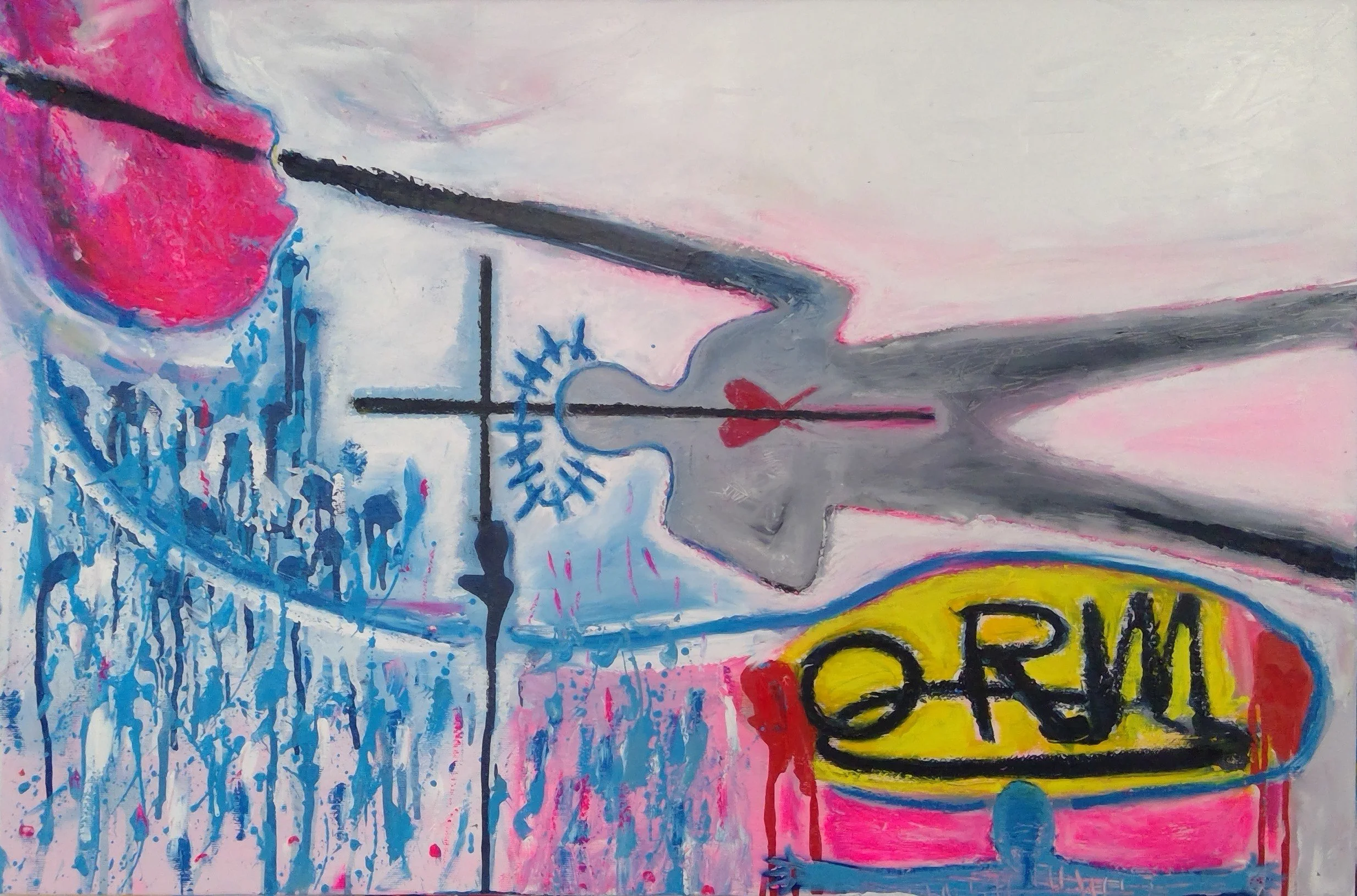 Tá Sé Orm - 54 cm H x 81 cm W - Acylic, Oil, Spray Paint and Oil Pastels on Canvas