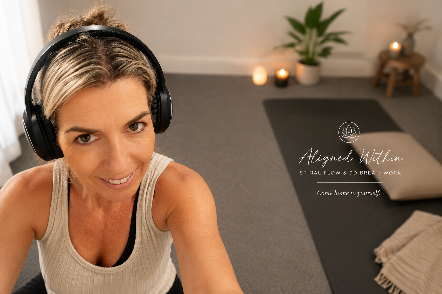 9D Breathwork facilitator preparing a calm, welcoming space for an immersive session at Aligned Within in Hamilton, New Zealand