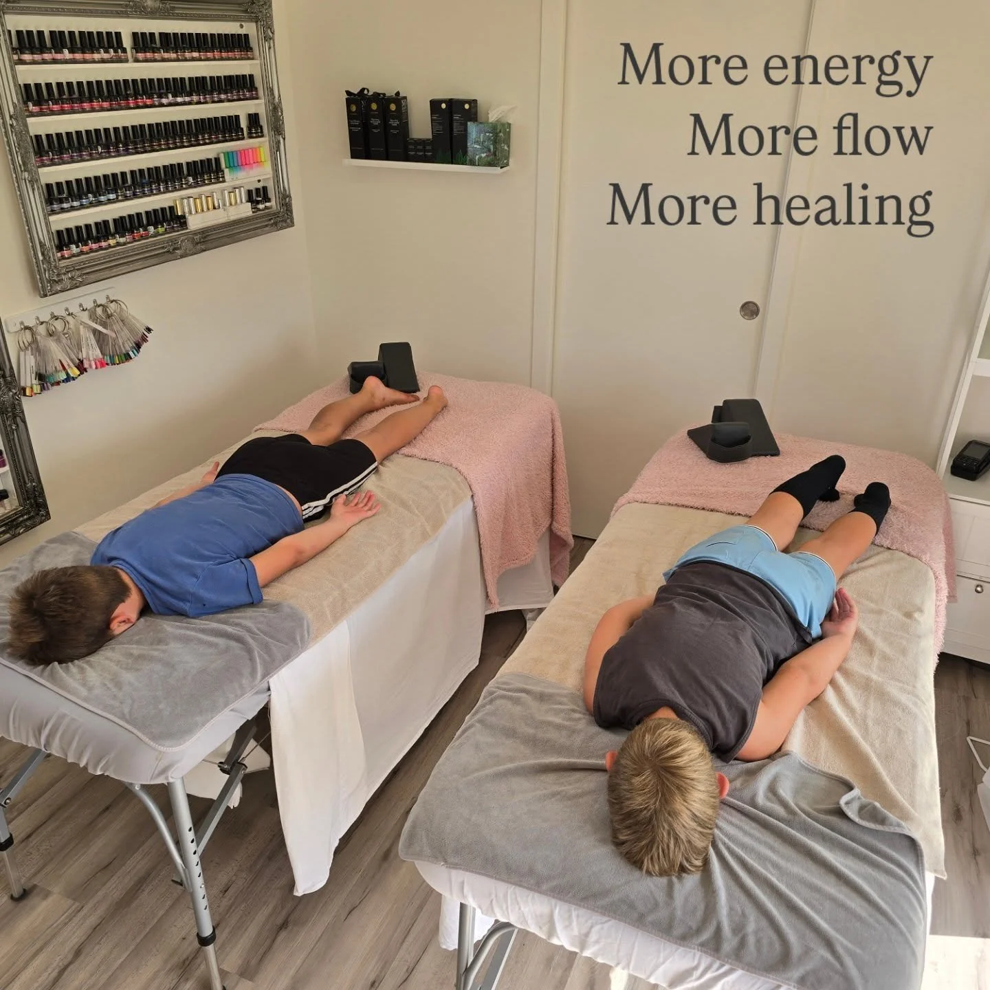 The professional Spinal Flow and 9D Breathwork treatment space at Aligned Within Hamilton.