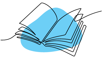 Blue seashell with black lines and contours
