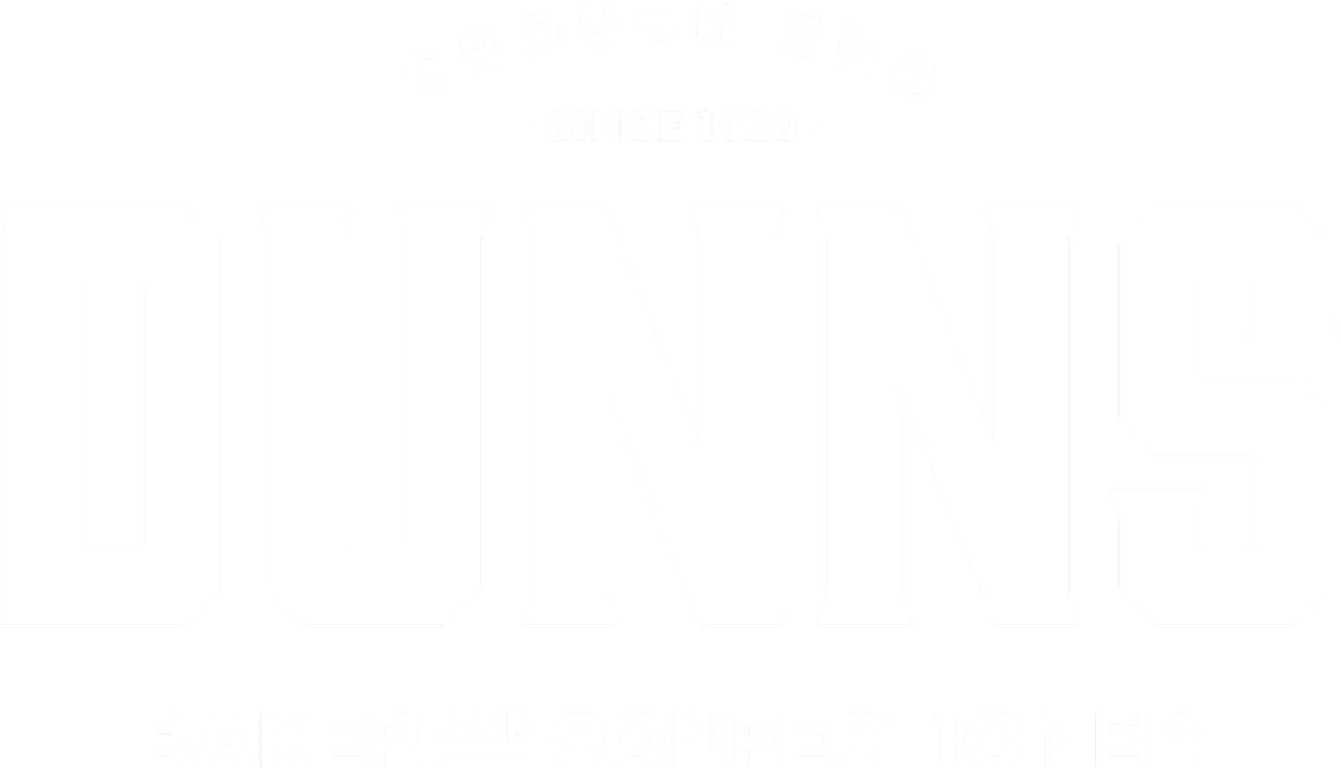 Outline of the Duncan's logo with text "CROUCH END SINCE 1820" above and "BAKER AND CONFECTIONER" below.