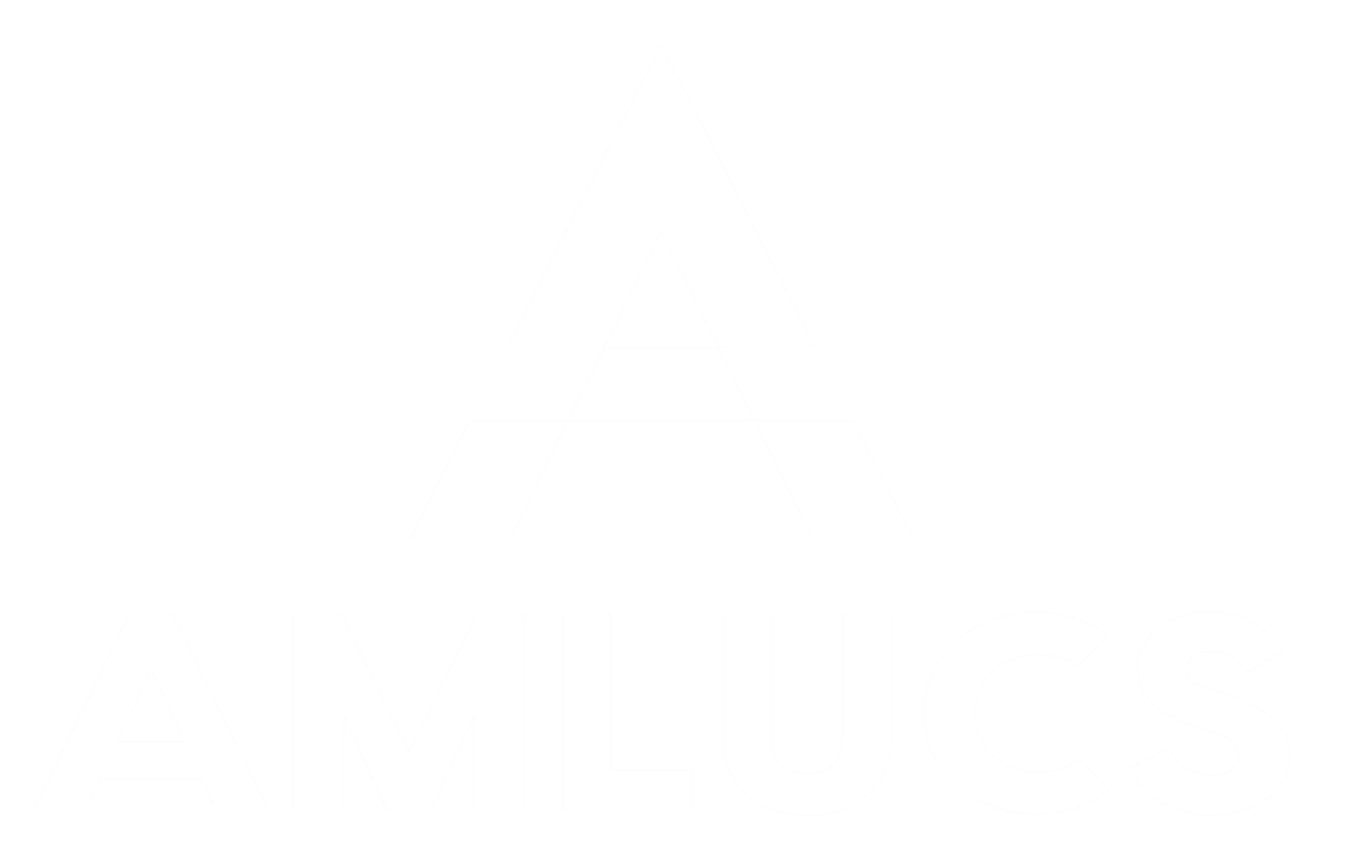Black background with a white stylized letter A logo and the acronym AMLUCS written below.
