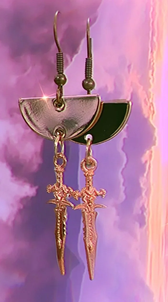 Copper Rose Dagger Earrings
