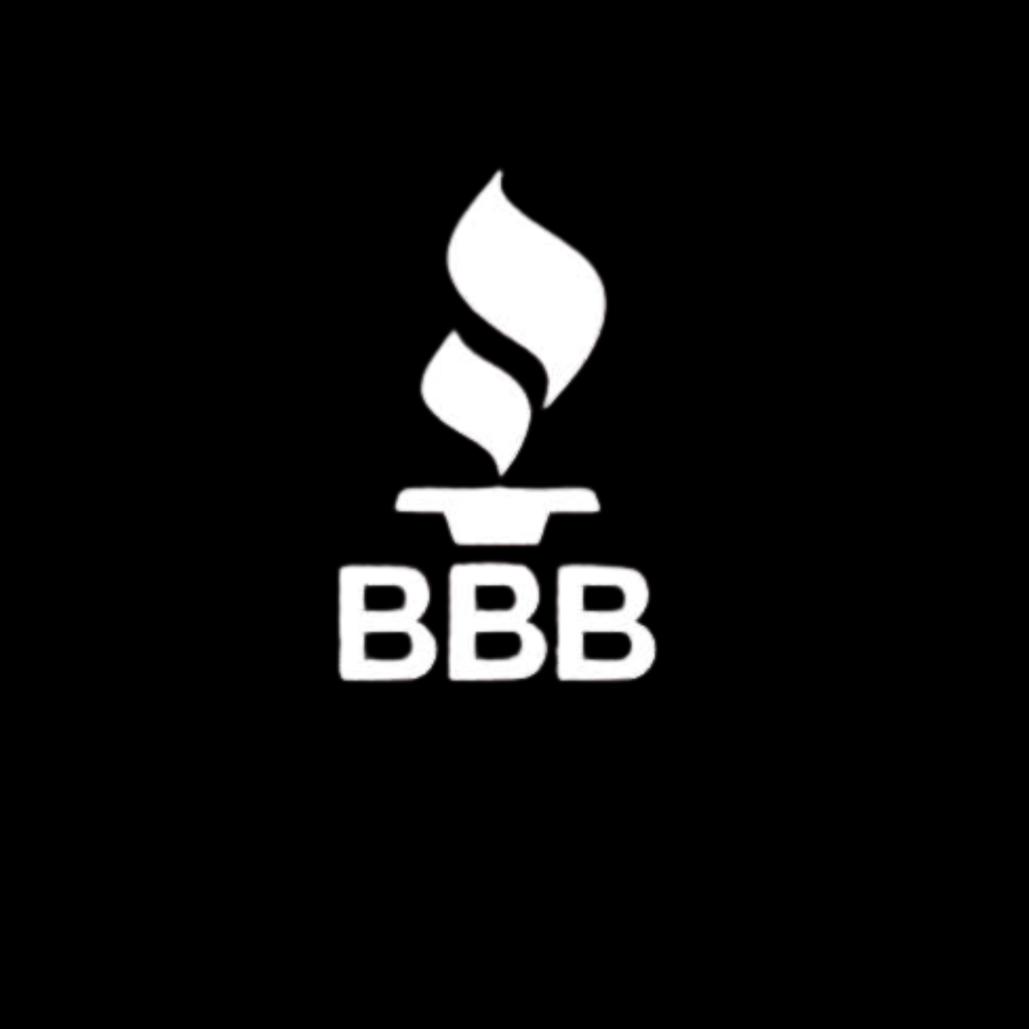 Black logo with a stylized flame above the letters BBB.