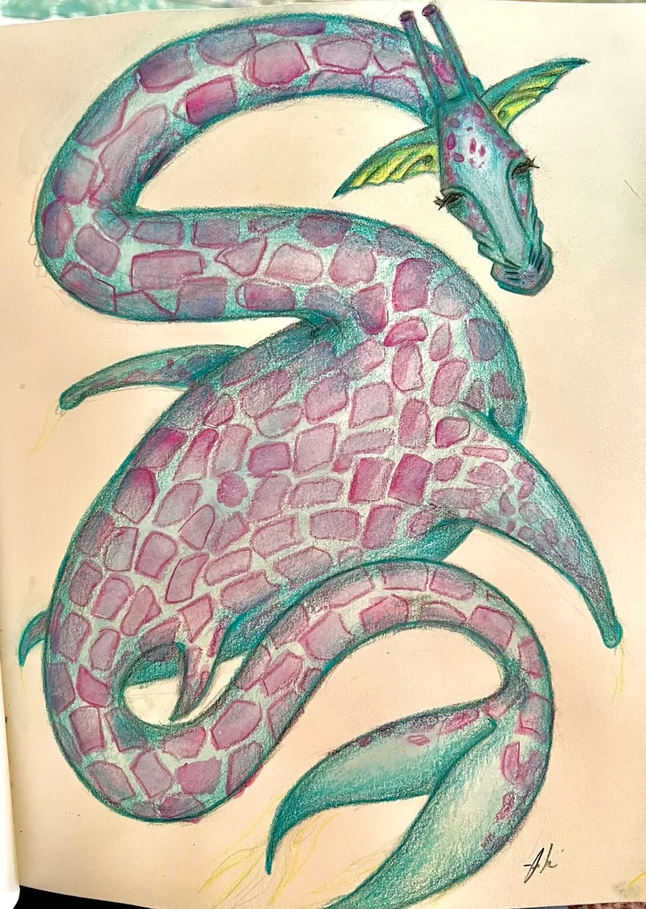 Swim On Giraffe, watercolor