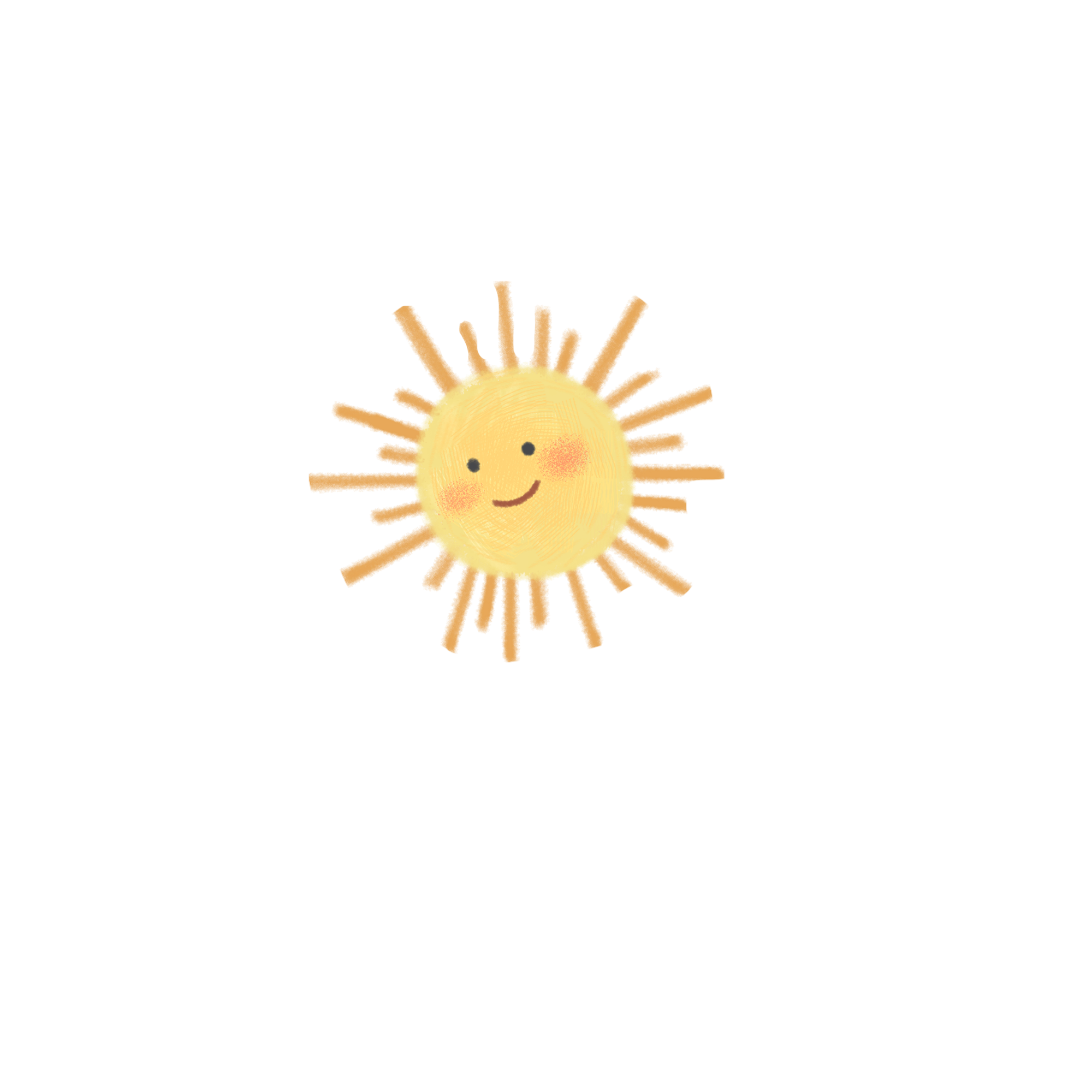 Decorative sun with a smiling face and radiating wooden rays