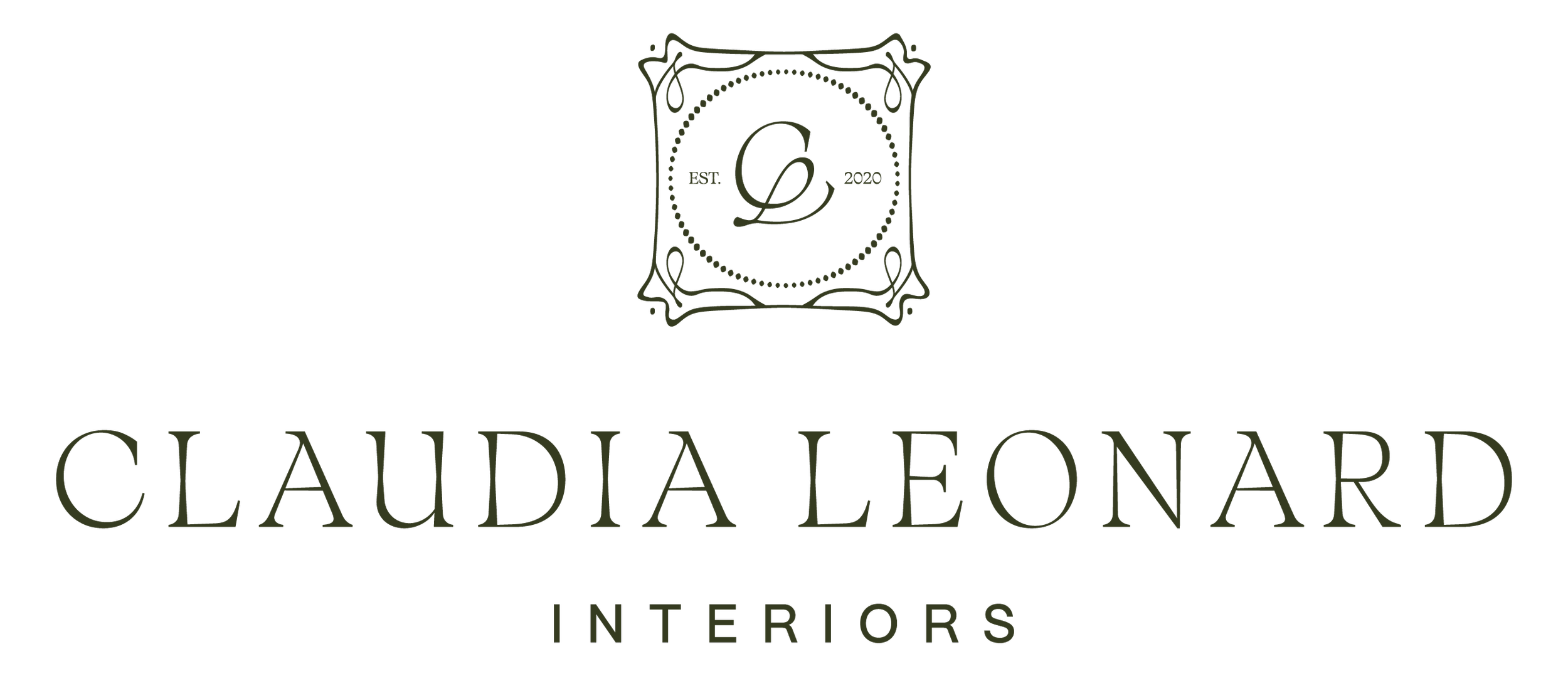 claudia leonard interiors logo with cursive CL crest