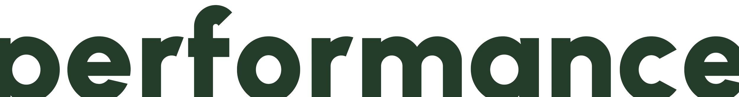 Word 'performance' in green and black lowercase letters with a green underline.
