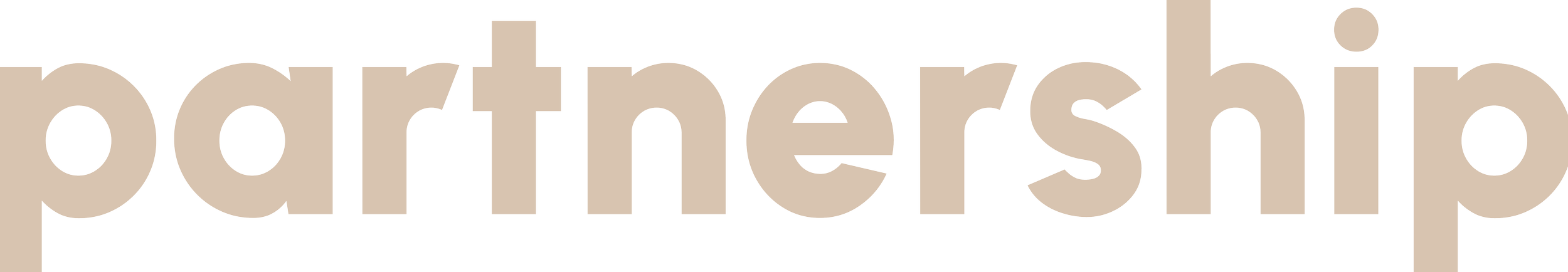Close-up of the word 'partnership' in large beige letters.