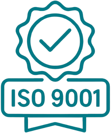 Certificación ISO 9001 con sello y marca de verificación