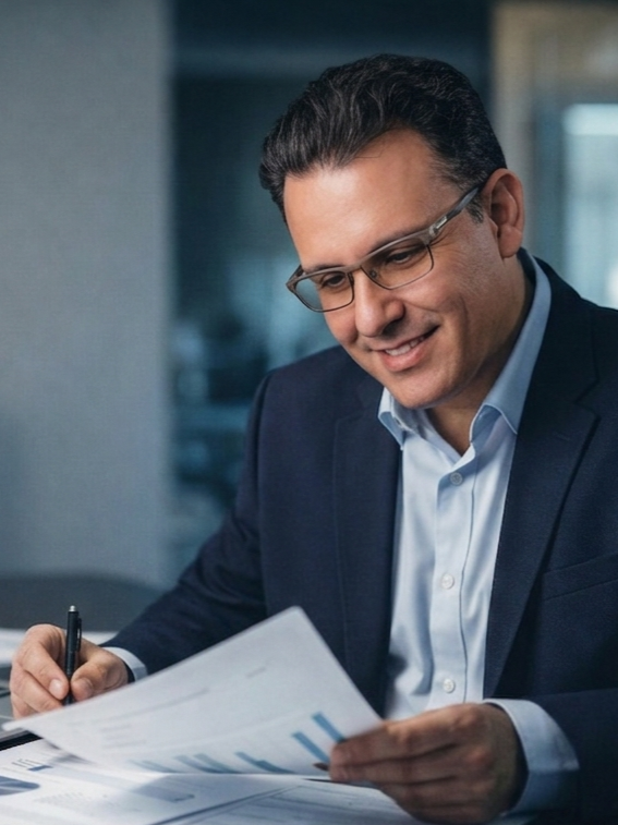 Consultor de CERTIVAD Advisors analizando documentación de sistemas de gestión de calidad y cumplimiento normativo.