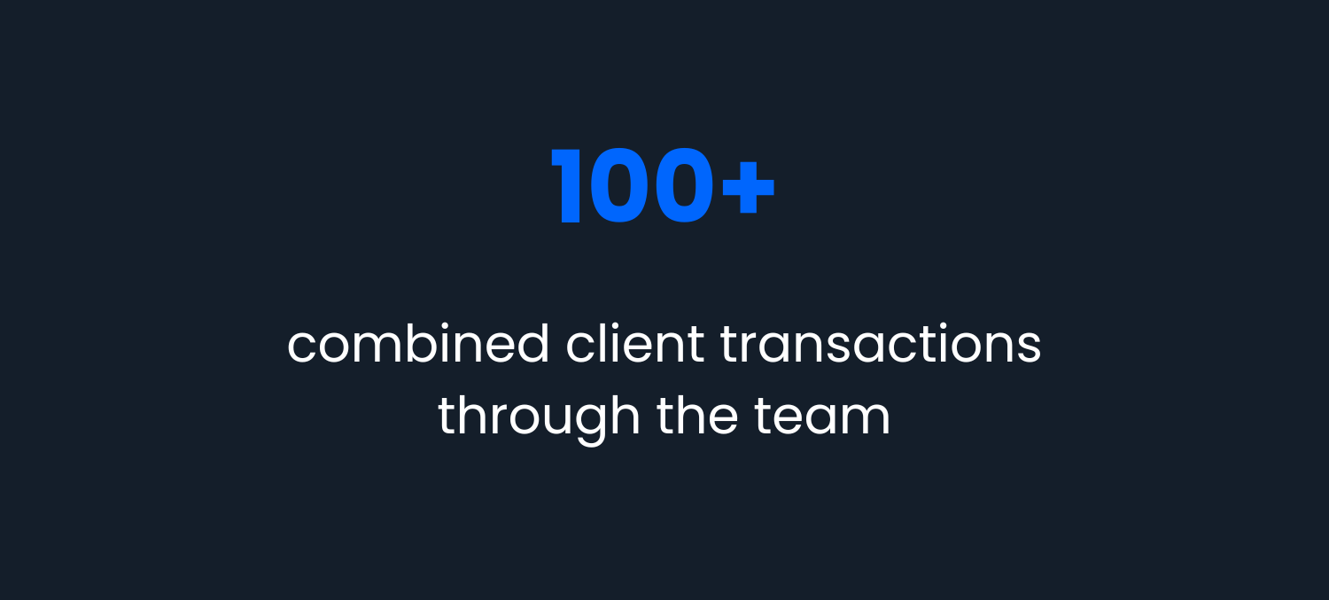 100+ combines client transactions though the team