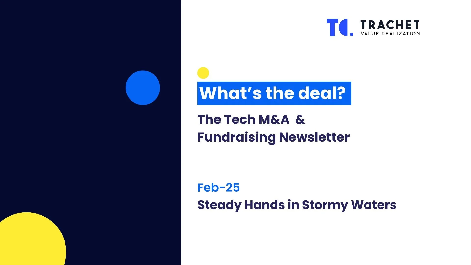 What's the deal? The Tech M&amp;A &amp; Fundraising Newsletter - Steady Hands In Stormy Waters