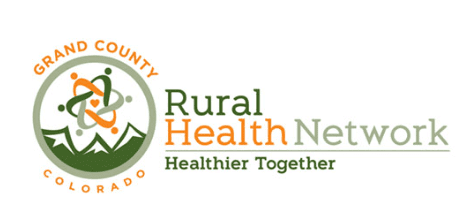 Logo for Grand County Rural Health Network with text 'Healthier Together'.