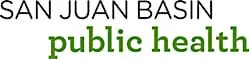 San Juan Basin Public Health logo with text in green and black