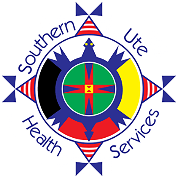 Logo of Southern Ute Health Services featuring a colorful circular emblem.