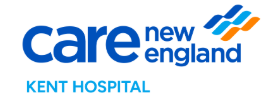 Care New England Kent Hospital logo with blue and orange design elements.
