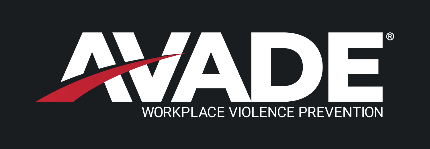 Logo of AWAE Workplace Violence Prevention with bold white letters and a red swoosh on a black background.