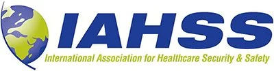 Logo of the International Association for Healthcare Security & Safety (IAHSS) showing a globe and the acronym IAHSS with the full name in smaller text below.