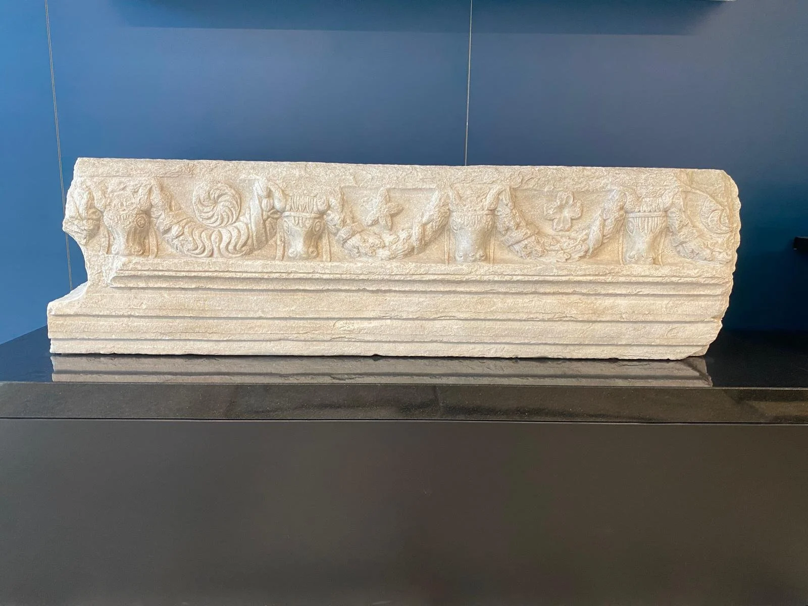 Marble column recovered from Roman era layer under church