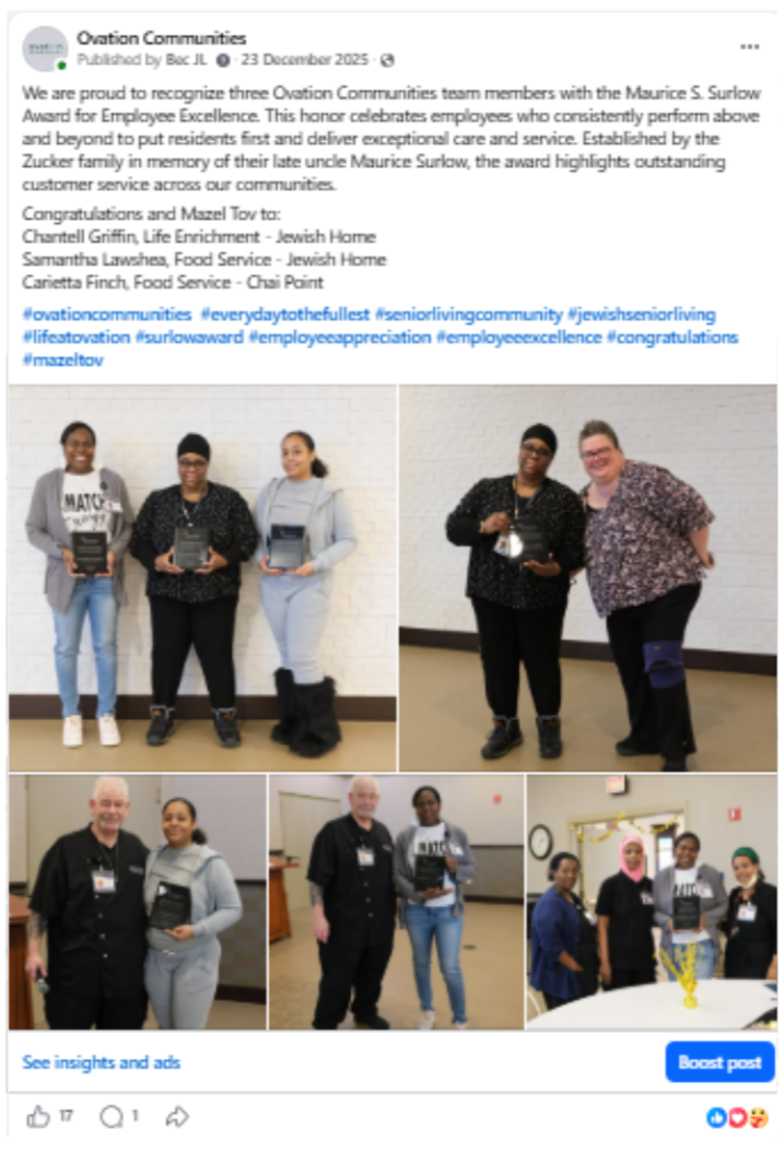 Recognizing dedicated employees

