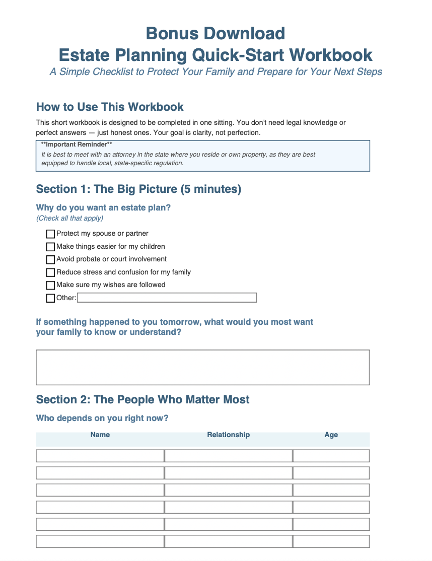 Estate Planning Quick Start Workbook