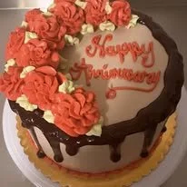 red roses and choc anniv cake.jpg